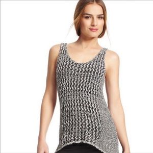 Cabi Black White Oreo Tape Yarn Sweater Tank Top